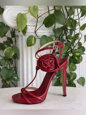 Vintage Moschino Red Rosette Stilettos